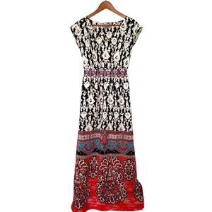 Vanessa Virginia Anthropologie Silk Print Beaded Dress - 0